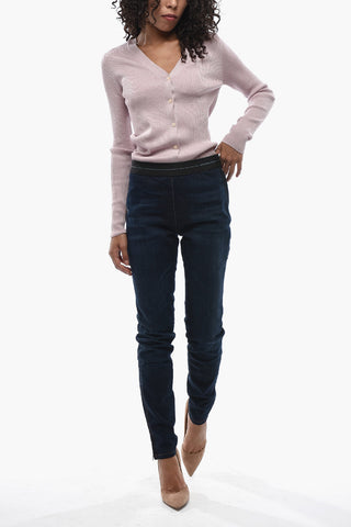 Stretch Denim Leggings with Side Zip