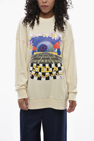 Printed Brushed-Cotton Crewneck Sweatshirt