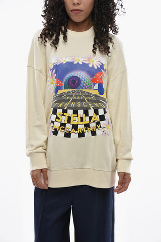 Printed Brushed-Cotton Crewneck Sweatshirt