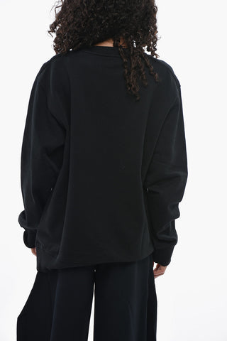 UNIFORM Brushed Cotton Crewneck Sweatshirt With Flocked Logo
