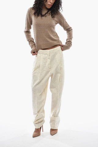 SPORTMAX 라운드넥 스웨터 SIERRA 울과 캐시미어 전체 스터드