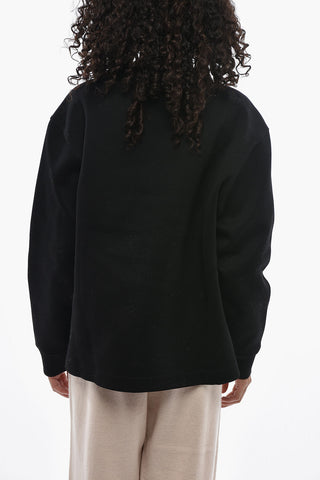 Cotton-and-Nylon Crewneck Sweatshirt with Front Print