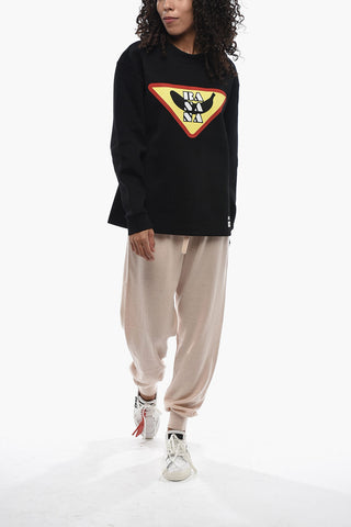 Cotton-and-Nylon Crewneck Sweatshirt with Front Print