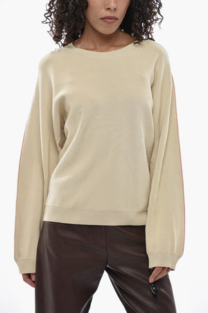 Raglan-Sleeve Crewneck Sweater With Contrast Detail