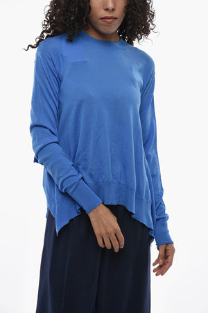 Oversize-Fit Crewneck Sweater with Side Slits