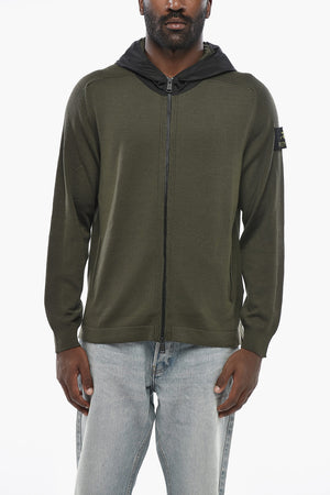 Hoodie aus Merinowolle mit Kapuze aus Nylon