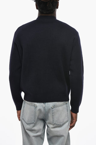 Cotton Cardigan with Patch Pockets and Embroidery
