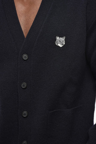 Cotton Cardigan with Patch Pockets and Embroidery