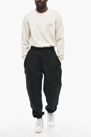 Acid Wash Effect Joggers with Elastic Waistband