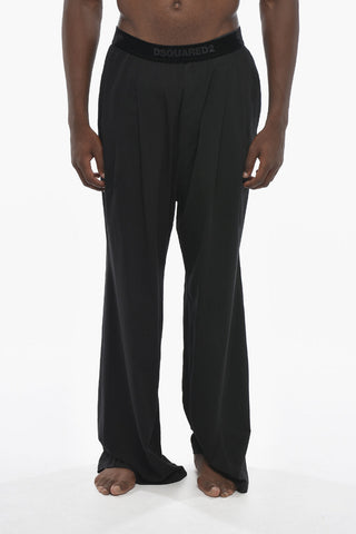 Cotton Pajama Trousers with Velour Elastic Waistband