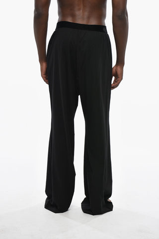 Cotton Pajama Trousers with Velour Elastic Waistband
