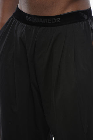 Cotton Pajama Trousers with Velour Elastic Waistband