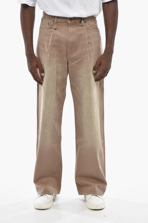 Jeans DAMON A una Pince e a Gamba Larga con Bottone Logato 28cm