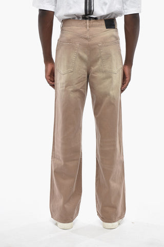 Single-Pleat Wide-Leg Jeans DAMON with Logo Button 28cm