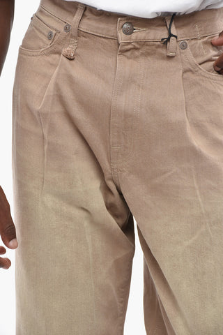 Single-Pleat Wide-Leg Jeans DAMON with Logo Button 28cm