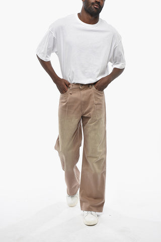 Single-Pleat Wide-Leg Jeans DAMON with Logo Button 28cm