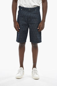 Denim-Shorts mit Allover-Monogramm