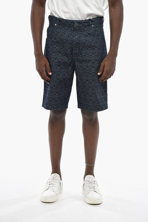 Denim Shorts with All-Over Monogram