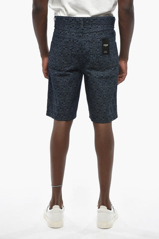 Denim Shorts with All-Over Monogram