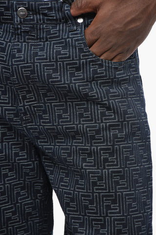 Denim Shorts with All-Over Monogram
