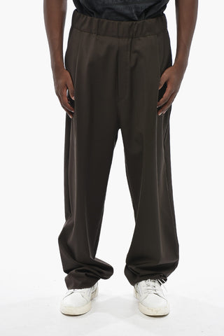 Casual Single-Pleat Virgin Wool Trousers