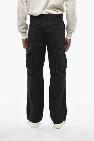 Cotton and Linen Cargo Pants with Tone-on-Tone Button