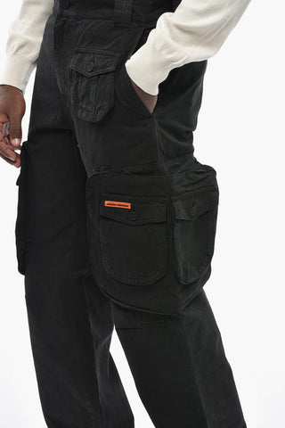 Cotton and Linen Cargo Pants with Tone-on-Tone Button
