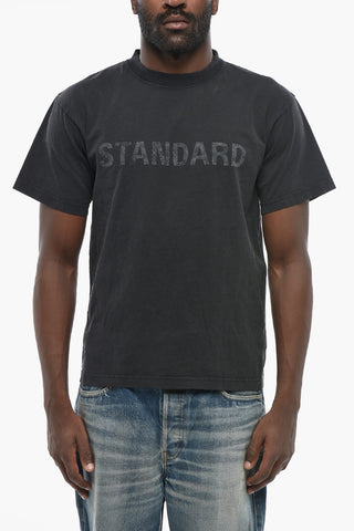 Crewneck Washed-Effect T-Shirt with Print