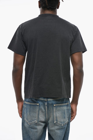 Crewneck Washed-Effect T-Shirt with Print