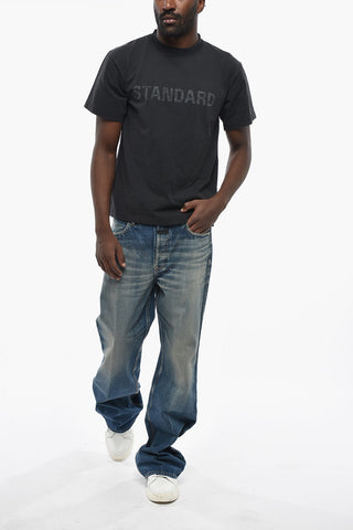 Crewneck Washed-Effect T-Shirt with Print