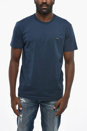 Cotton Crew Neck T-Shirt with Logo Patch