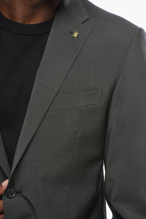 CC COLLECTION Abito a 2 Bottoni in Lana Vergine e Mohair Con Spilla Iconica