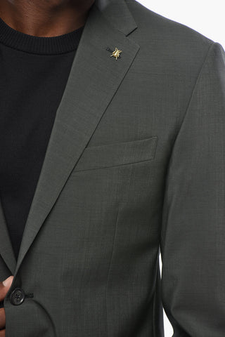 CC COLLECTION Abito a 2 Bottoni in Lana Vergine e Mohair Con Spilla Iconica