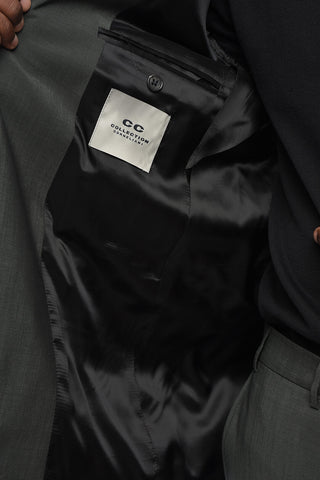 CC COLLECTION Abito a 2 Bottoni in Lana Vergine e Mohair Con Spilla Iconica