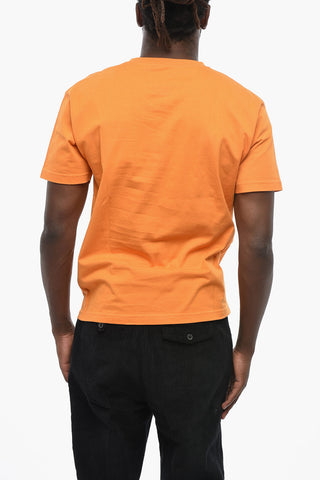Crewneck T-Shirt In Solid Color With Contrast Print