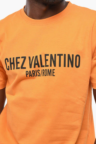 Crewneck T-Shirt In Solid Color With Contrast Print