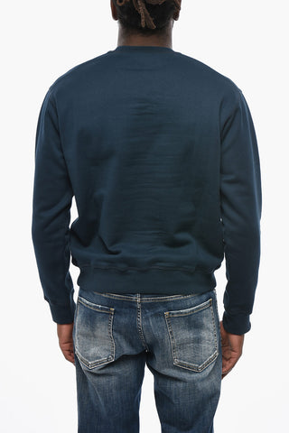 Cotton Fleece Crew Neck Sweatshirt with Maxi Front Logo