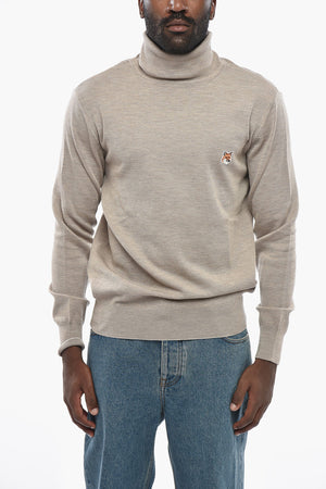 Wool Turtleneck Sweater with Iconic Embroidery