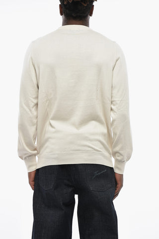 Lightweight Cotton Crewneck Sweater with Raised Logo