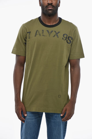 Cotton Crewneck T-Shirt with Front Logo Print