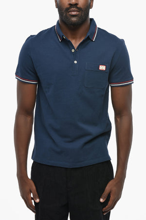 Cotton Piqué Polo With Gold Monogram on Chest Pocket