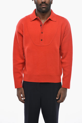 Merino Wool and Wool Polo-Neck Sweater
