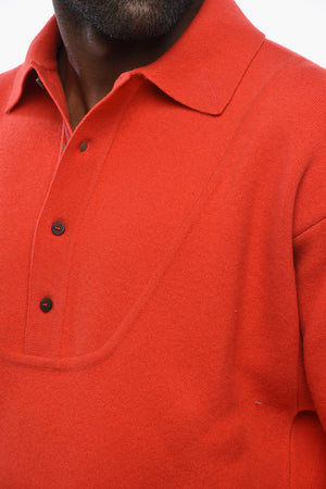 Pullover aus Merinowolle und Wolle mit Polo-Kragen