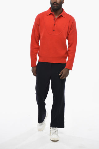 Merino Wool and Wool Polo-Neck Sweater