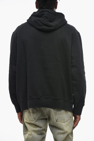 Brushed Cotton Fleece Hoodie with Large Front Print