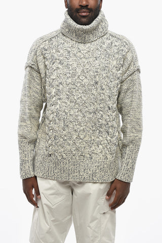 SPORTMAX High-Neck Sweater GIOCHI, Wool Cable-Knit