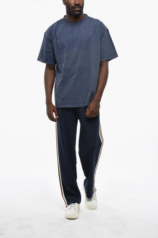 Cotton Crewneck T-Shirt with Acid-Wash Effect