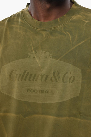 Crew Neck Cotton T-shirt with Acid Wash Effect