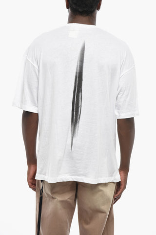 Crew Neck Cotton T-shirt with Lace Detail
