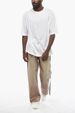 Crew Neck Cotton T-shirt with Lace Detail